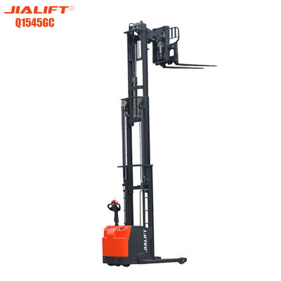品質  UL Electric Reach Walkie Stacker Standing On 1500kg Lifting Height 4500mm 工場
